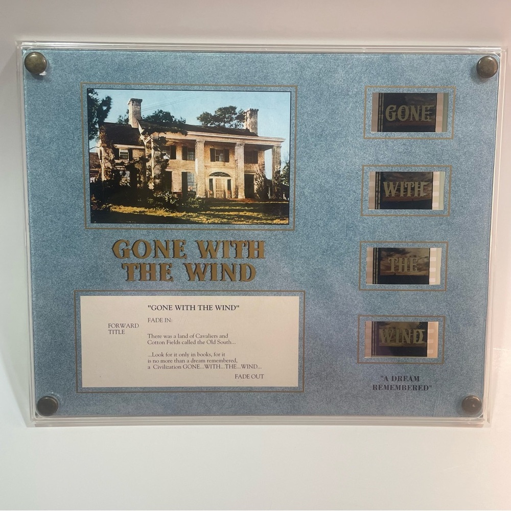 1993 Gone With The Wind Turner 35 Mm Repro Film Clips Script Lucite Framed
